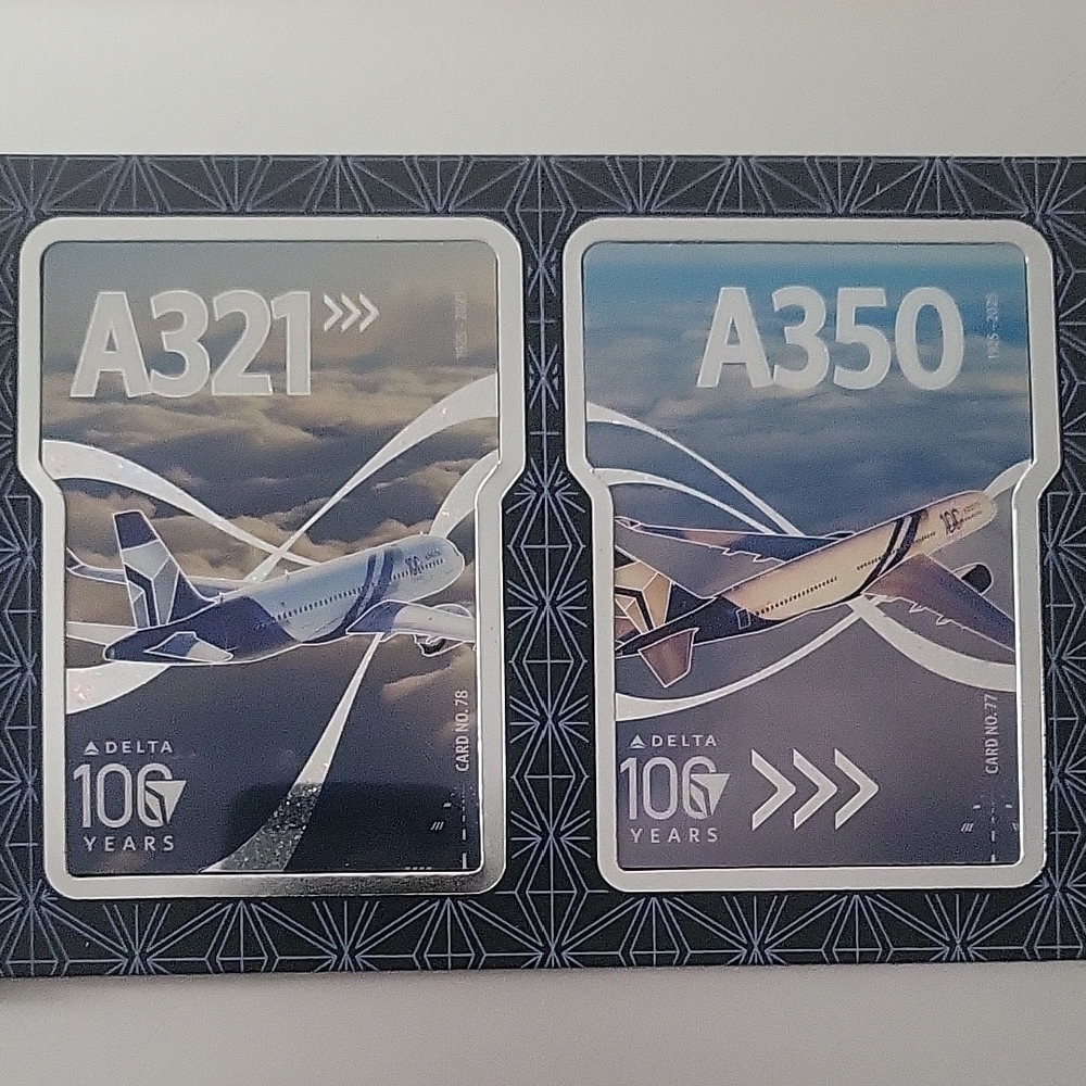 Delta A321 and A350 100th Anniversary  Limited Edition Trading Cards